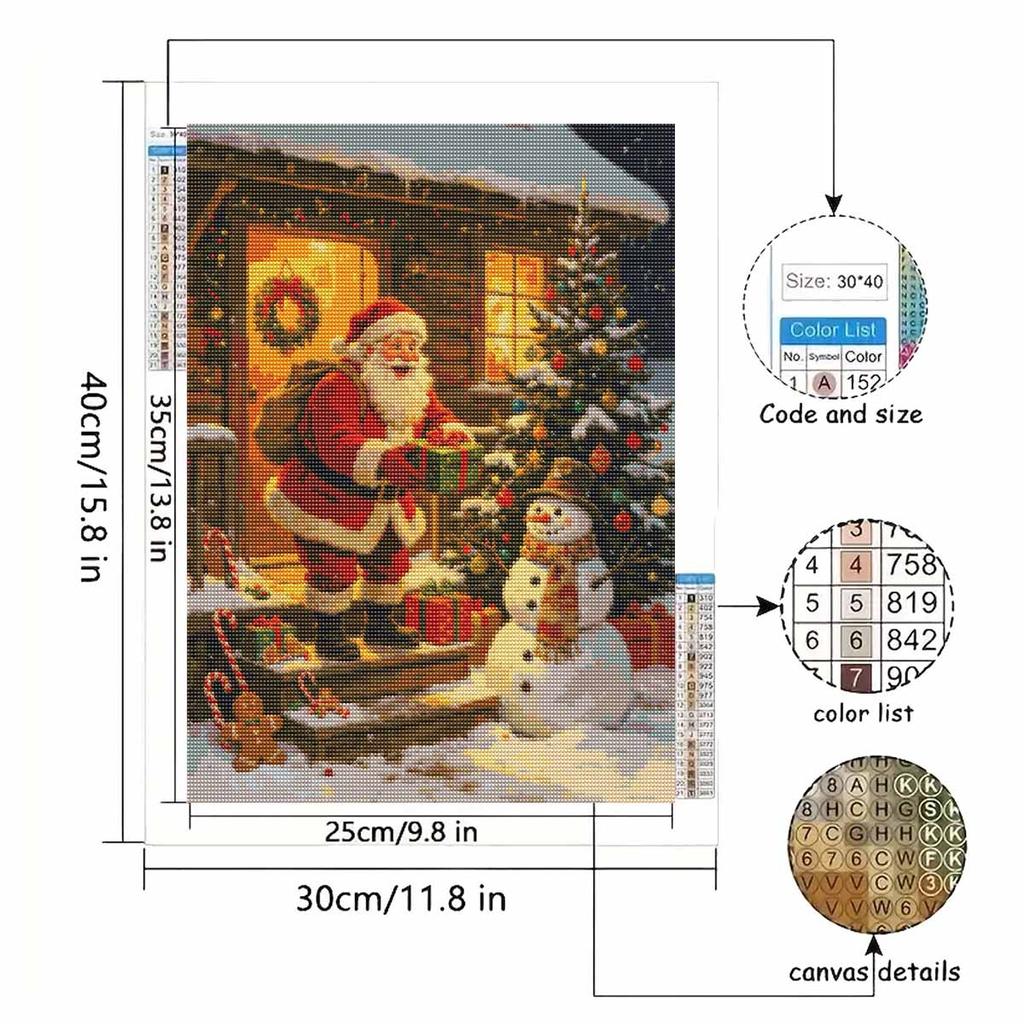 Christmas Diamond Painting Kit Santa Claus Snowman Gifts Winter Night Handmade Home Entertainment Decorative Painting