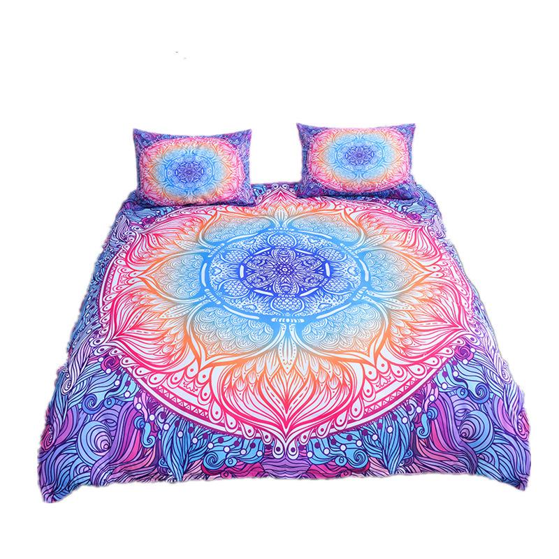 Mandala Pattern Four-Piece 3D Printed Bed Sheet Quilt Cover