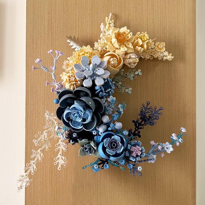 Creative Expert Eternal Moon Flowers Building Blocks Home Decoration Wall Hanging Rose Bouquet DIY Bricks Girls Valentine Gifts