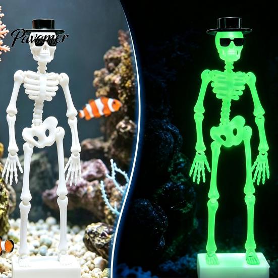 Underwater Dancing Skull Decor Skeleton Aquarium Bubbler with Adjustable Air Flow, 3D Printed Creative Fish Tank Ornaments Powered Moving Oxygenating