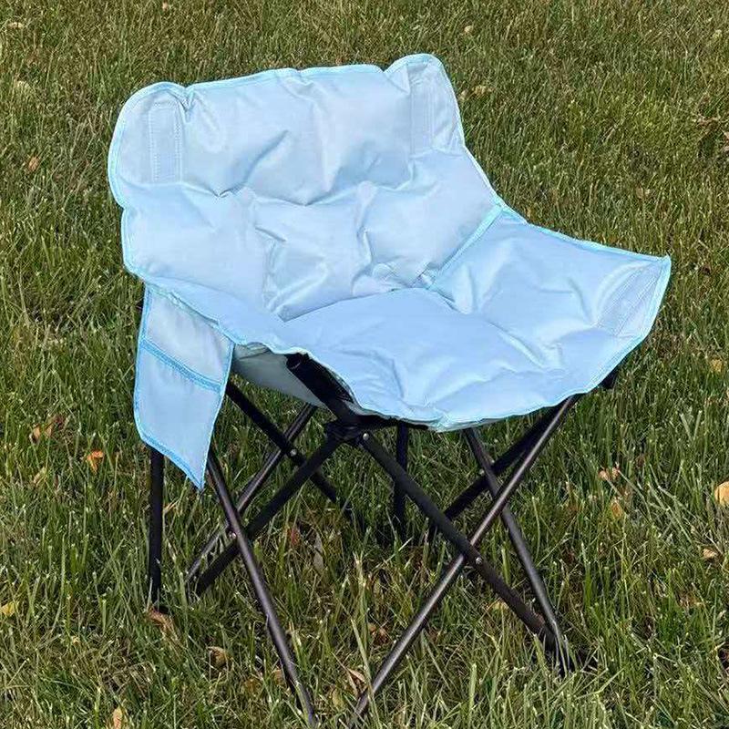 Skládací měsíční židle s polstrováním a nízkou opěrkou pro podzim/zimu - Přenosná venkovní kempingová židle