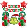 Christmas Theme Party Decoration Balloon The Grinch Santa Gingerbread Man Aluminum Balloon Flag Set