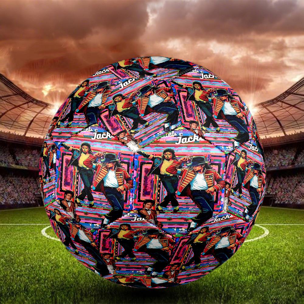 Michael Jackson Print Size 5 Soccer Ball, Standard Match Football for Sports Game and Team Practice, Ideal Gift for Soccer Fans