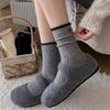 Dámské podzimní a zimní zesílené teplé pletené vlněné ponožky s barevným lemem
