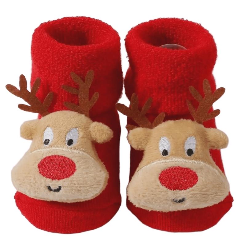 Terry Socks for Infants 0-12 Months Christmas Pattern Warm Cotton Socks Warm & Protective Socks for Indoor & Outdoor Use