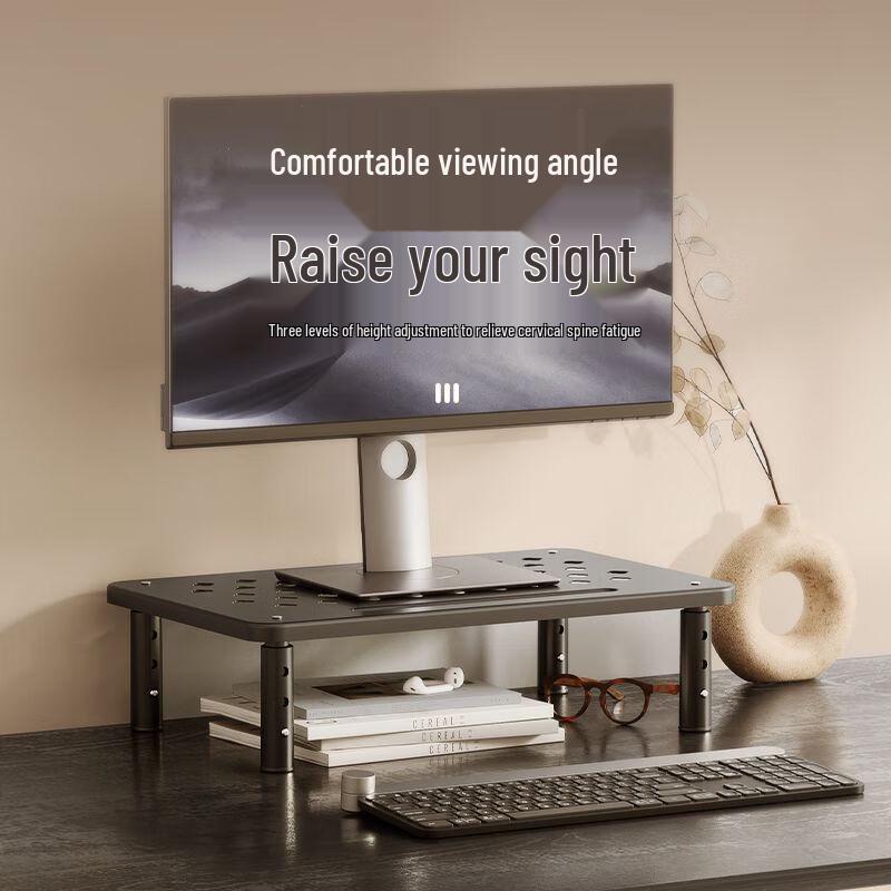 Miling 3-Level Adjustable Monitor Stand with Storage