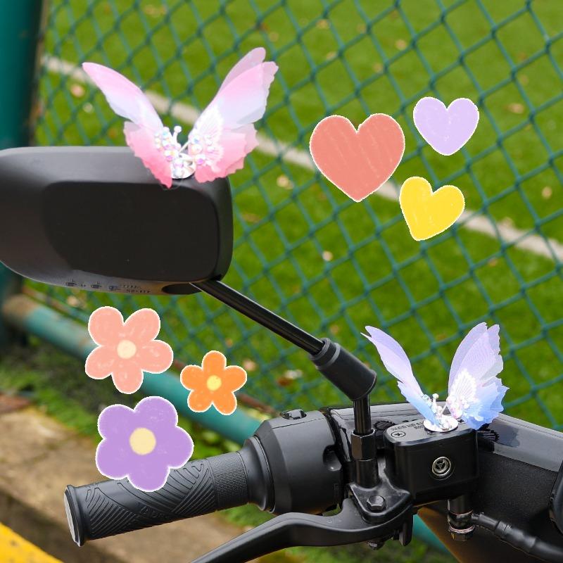 Sheer Fabric Gradient Model Moving Butterfly Car Center Console Air Vents Decoration Cars Living Room Interior Decor Accessories