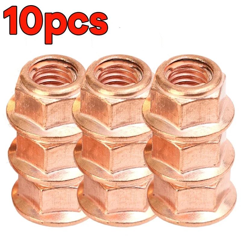 

Гайка шестигранная M8 с медным покрытием для выпускного коллектора 10/20 шт. Практичные новые гайки-колена Высокотемпературные гайки Автомобильный крепеж