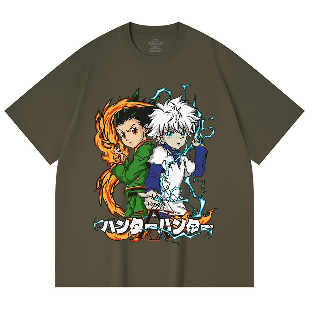 230 Gsm 100% Cotton HXH V7 Gon Killua Print Unisex Heavy Cotton T Shirt