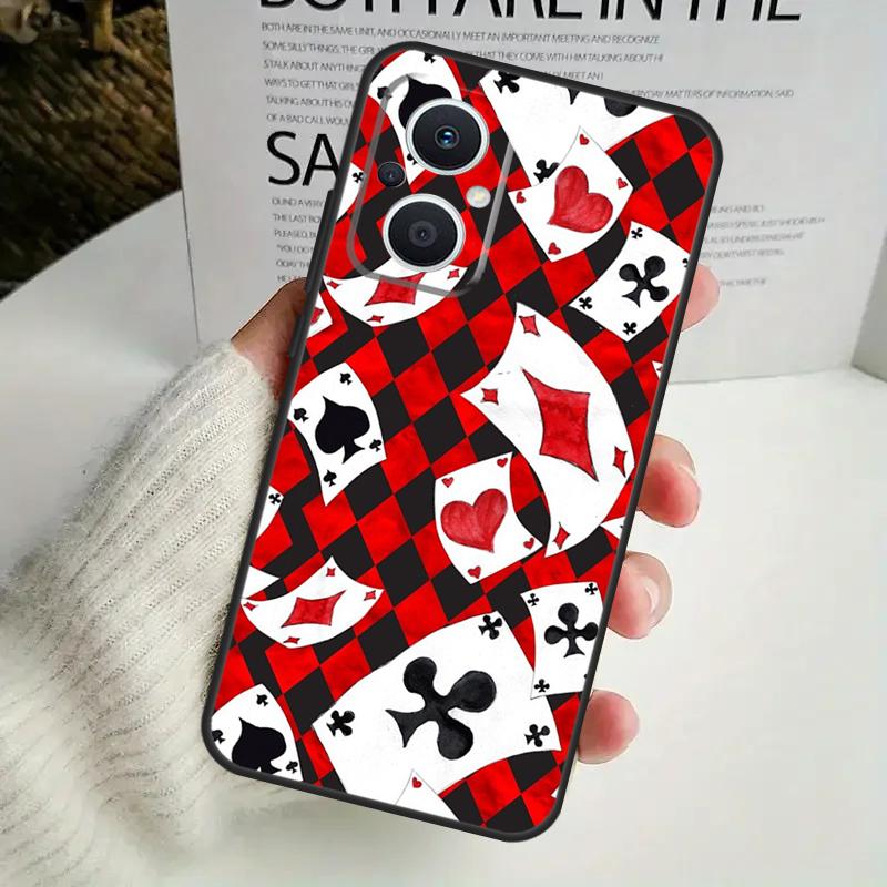 Poker Playing Card Case For OPPO Reno 12F 13F 14F 10 11 12 13 14 Pro 8T 7 8 Lite OPPO Find X6 X5 X8 X9 Pro Cover