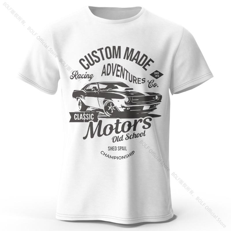 Men's Motors Printed T-Shirt 100% Cotton Oversized Vintage Old School Graphic Tees for Men Women Summer Tops