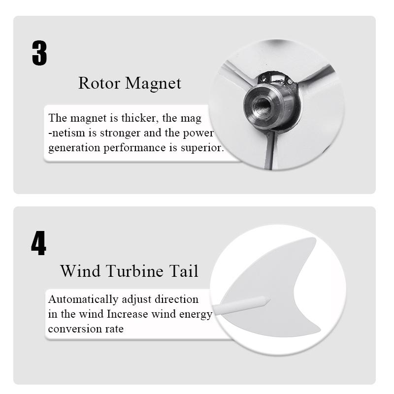 300W Wind Generator Wind Turbines Wind Turbines Generator with 3 Nylon Fiber Blades for Home Solar Light Boat