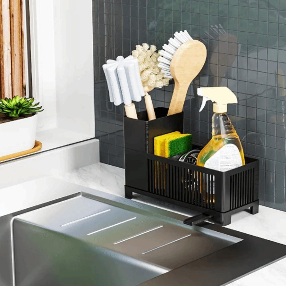 Space-saving Kitchen Sink Organizer Plastic Dish Soap Dispenser  Scrub Brushes