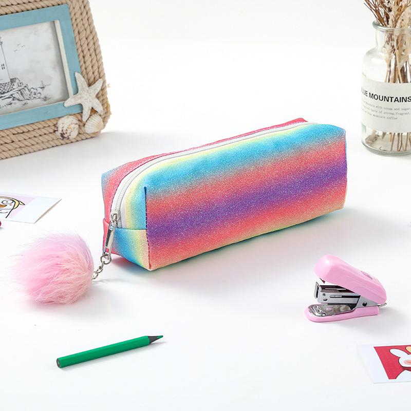 Demon Hunter Squad Rainbow Glitter Pencil Case - Shiny Student Stationery Organizer