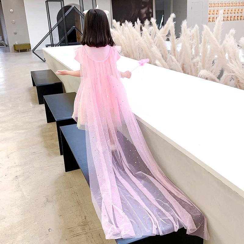 Costume Principessa Elsa e Anna di Frozen con Mantello e Velo per Bambina