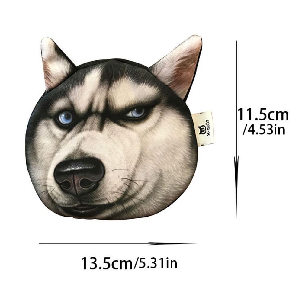 Siberian Husky Change Storage Bag Dog Expression Card Holder Creative Dog Pattern Coin Purse  Women