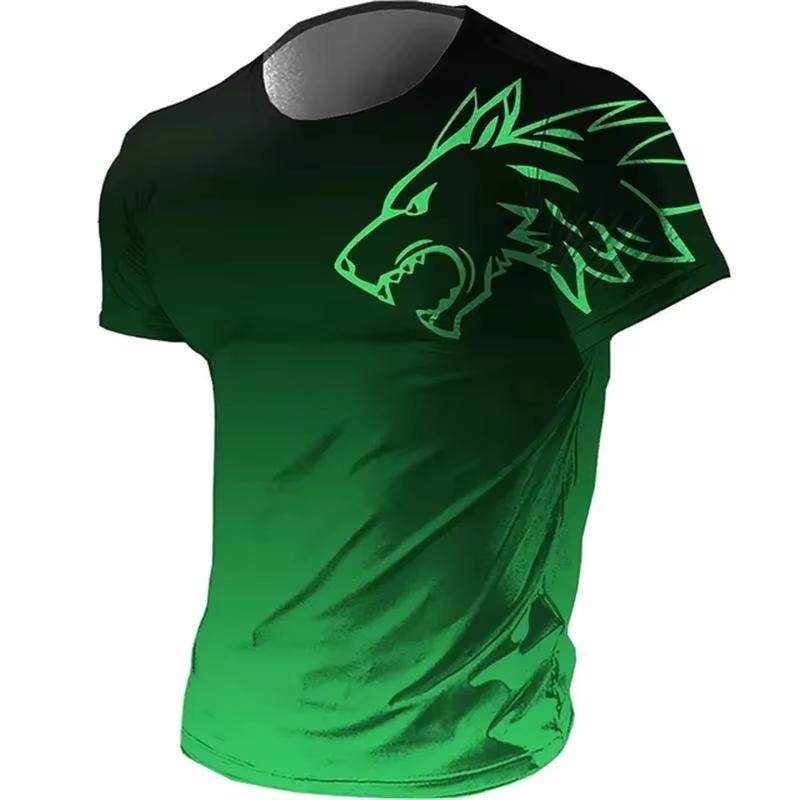 

Trend Wolf Graphic Gradient T Shirts For Men Summer Fashion Quick Dry 3D Printed Sports T-shirts Loose Breathable Fitness Tees XS