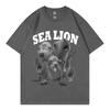 Grappig Zeeleeuwen Meme T-shirt Unisex Dames Mode Vintage Korte Mouw T-shirts Hoge Kwaliteit Katoen Oversized T-shirts Streetwear