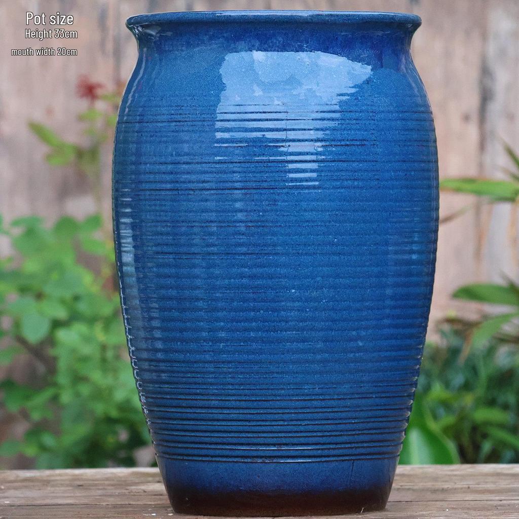 Handmade Large Ceramic Pot for Succulents & Orchids - Breathable, Coarse Pottery Bonsai Planter