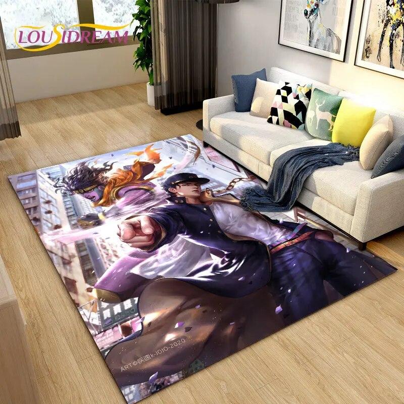 Jojo's Bizarre Adventure Anime-Teppich, Teppich für Wohnzimmer, Schlafzimmer, Sofa, Fußmatte, Dekoration, rutschfeste Bodenmatte für Kinderspiele