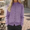 Women's Stand Collar Cardigans Loose Button Down Knitted Warm  Long Sleeve Cozy Casual Sweater Coat