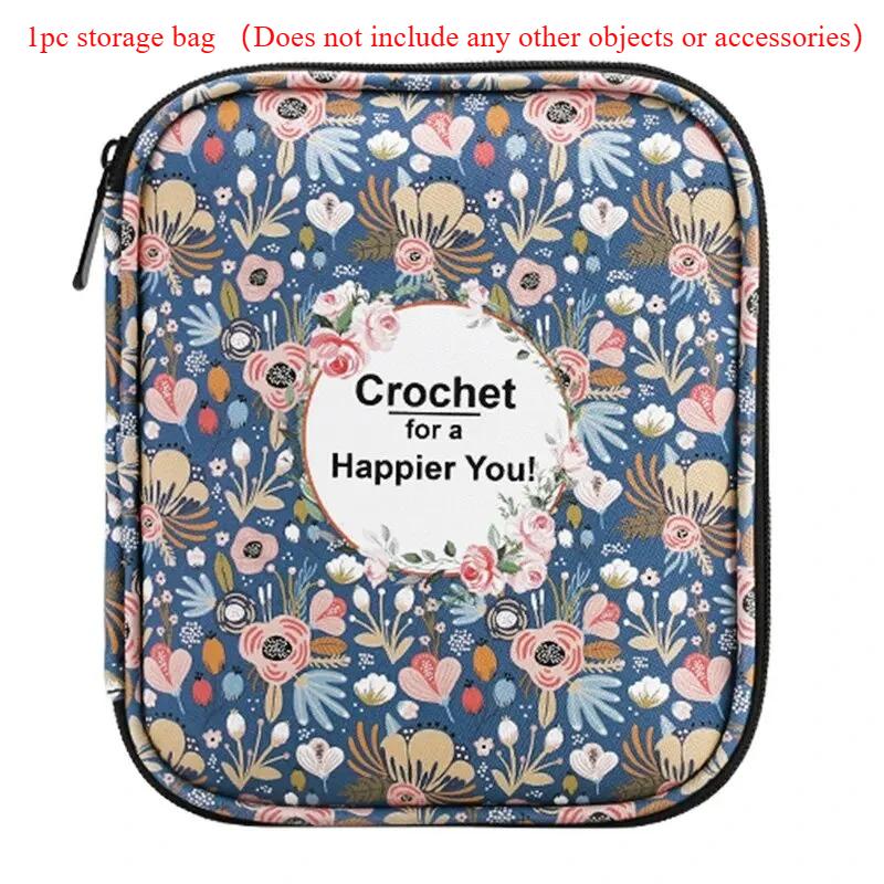 1 Stück Florales Handstrick-Set Häkelnadel Reißverschluss Wasserdichte Aufbewahrungstasche DIY Druck Aufbewahrungstasche Pullover Nadelset Aufbewahrungstasche