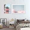Pink Beach Sky Landscape Poster Nordic Art Print Seaside Scenery Canvas Painting Travel Car Wall Picture For Living Room Decor