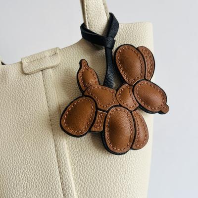 Porte-clés chien ballon en cuir véritable fait main, mignon pour les couples
