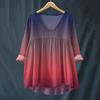 Women's Fashionable And Casual Shirt Long-sleeved V-neck Print Cotton And Linen Blouse