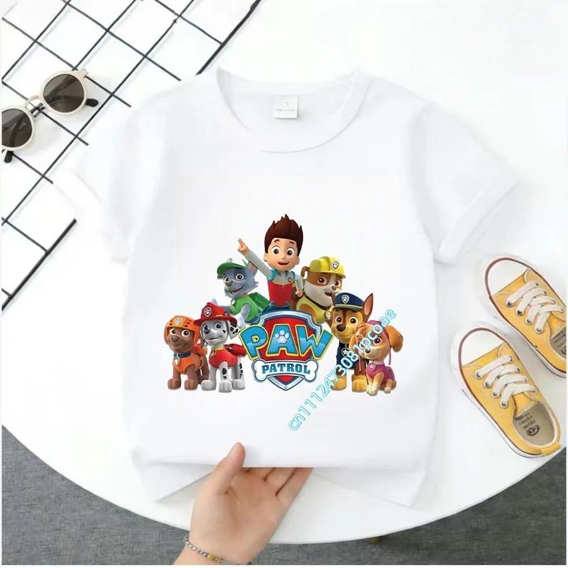 Paw Patrol Boys and Girls T-Shirt Chase Cartoon Anime Pattern Print Children's Summer Fashion Clothing