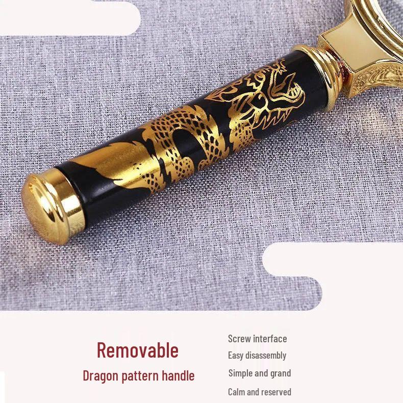 Portable 10x High-Definition Handheld Magnifier with Dragon Pattern Handle - Perfect for Elderly Retro Reading