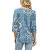 Damen Casual Lockere Passform Dreiviertelarm Oberteil Rundhalsausschnitt Bohème-Print Bluse Leichter Bequemer Stoff Geeignet für den täglichen Gebrauch