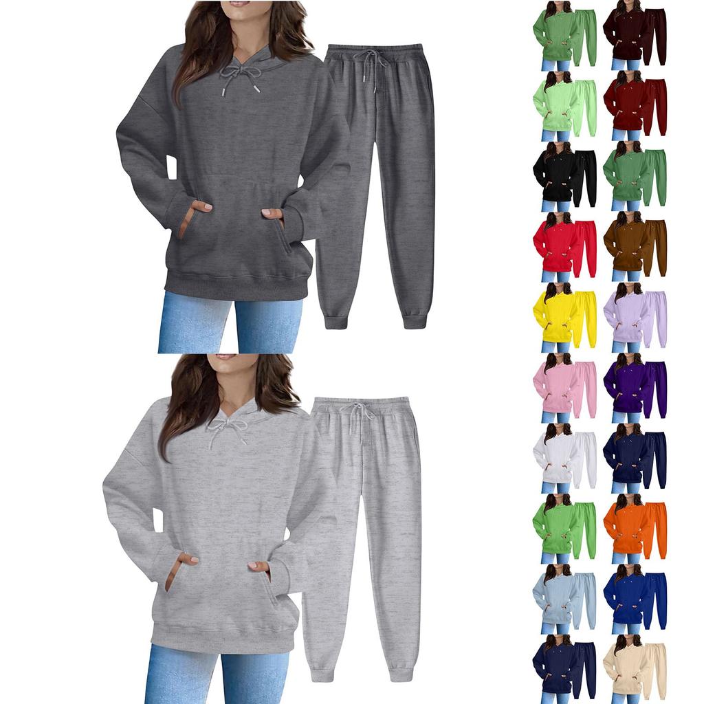 Women's Solid Color Sweatshirt Set (sweatshirt + Sweatpants)