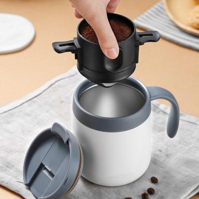 Faltbarer tragbarer Zubereiter Doppellagig Filterkaffee Edelstahl Kaffeefilter Kaffee-Tee-Halter Kein Filterpapier