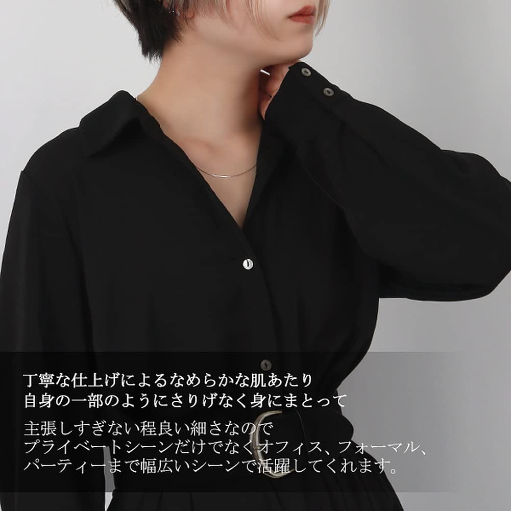 Shinjuku Gin no Kura Cardano Cadena Fina de Plata de Ley Aproximadamente, 0,6 mm de Ancho, 45 cm, 925, Collar para Mujer, Elegante,