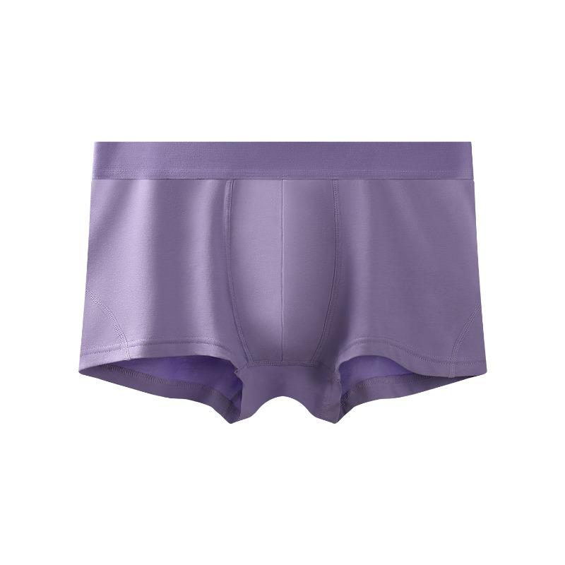 Men Loose Solid Color Cotton Mid Waist Antibacterial Breathable Boxer Briefs