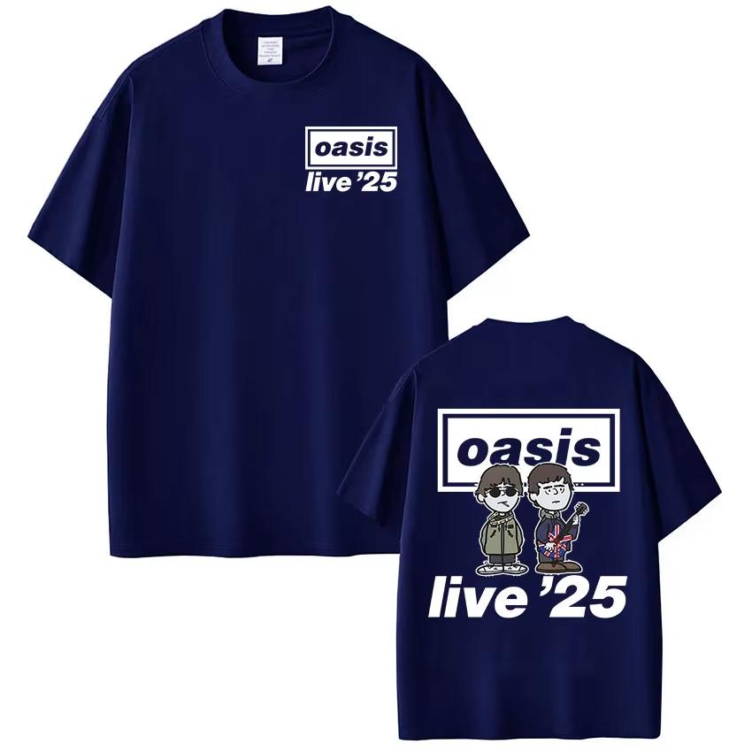 Rock Band O-Oasis Live 25 Tour T Shirt Men Women Cartoon Vintage Oversized T-shirt High Quality Cotton Short Sleeve T-shirts