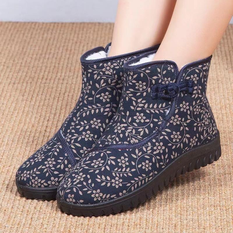 Cotton shoes women's winter velvet medium and old thickened warm mother cotton boots old lady snow boots cotton shoes