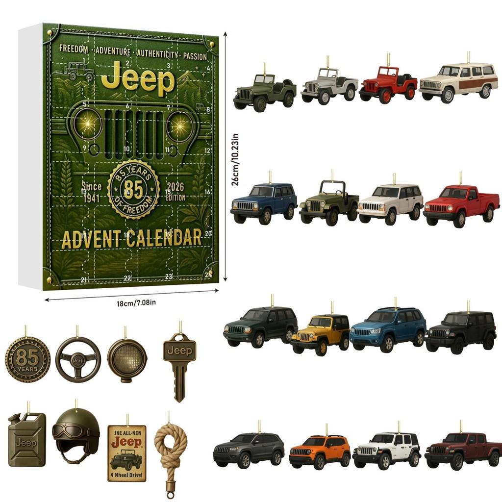 World Racing Christmas Advent Calendar Featuring 24 Acrylic Car Figures For Festive Decor Jeep