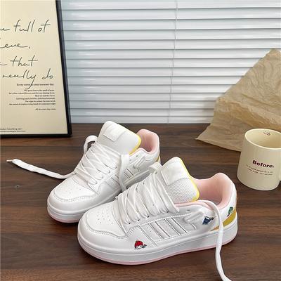 Cartoon Cute Bread Shoes Summer New Niche Board Shoes Versatile Sports Board Shoes Casual White Shoes