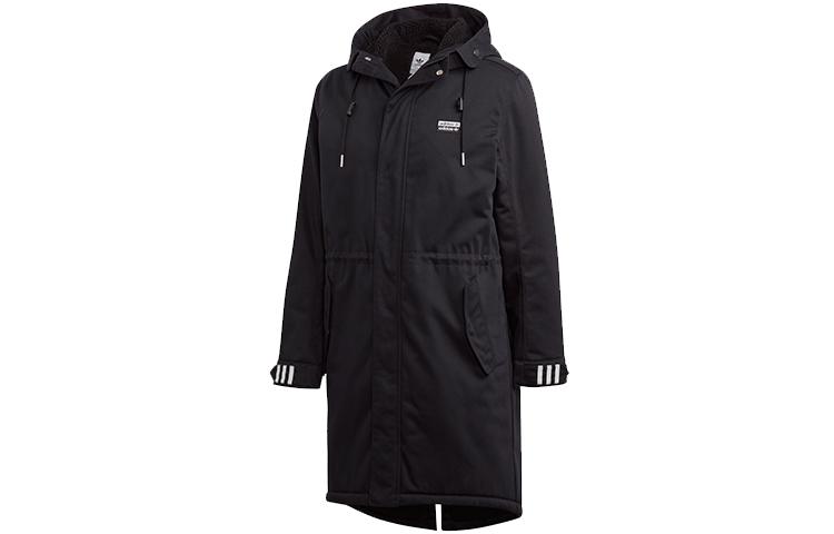 Adidas Originals Long Pad Parka Fleece Lined Thermal Turtleneck Mid Length Hooded Coat Puffer Jacket Men s Black FL0021 M