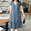 ZANZEA Women Casual V-Neck Floral Print Short Sleeve Dress