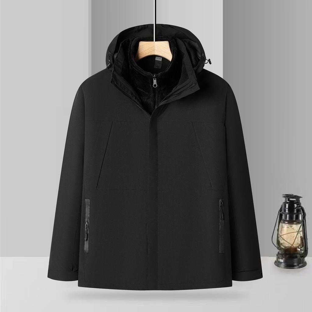 Thickened Silver Fox Velvet Three-in-one Waterproof and Windproof Camping and Mountaineering Detachable Overalls