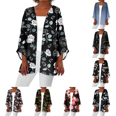 Kvinnors fritidsmodetryckt lättviktsjacka i mellanlång kofta