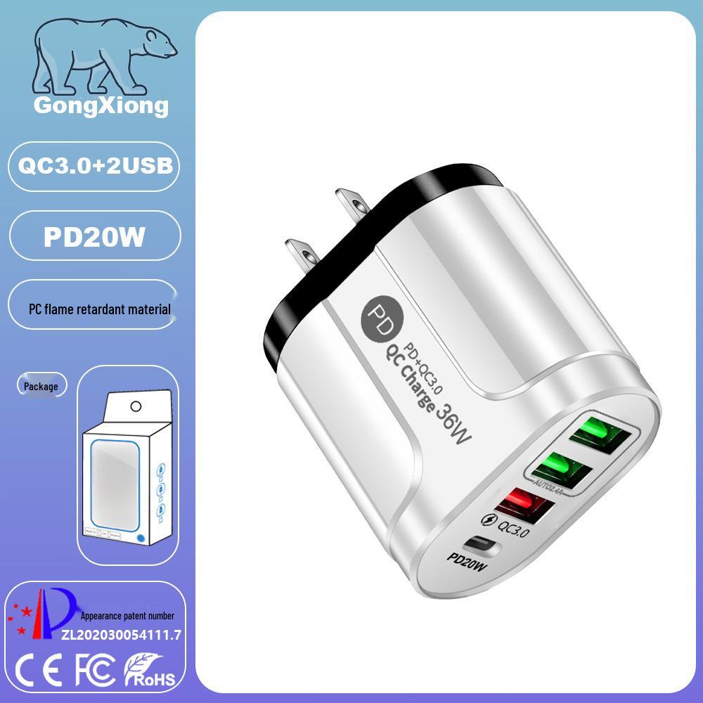 US/EU/UK Travel Phone Charger: Fast PD20W 3-Port USB Adapter