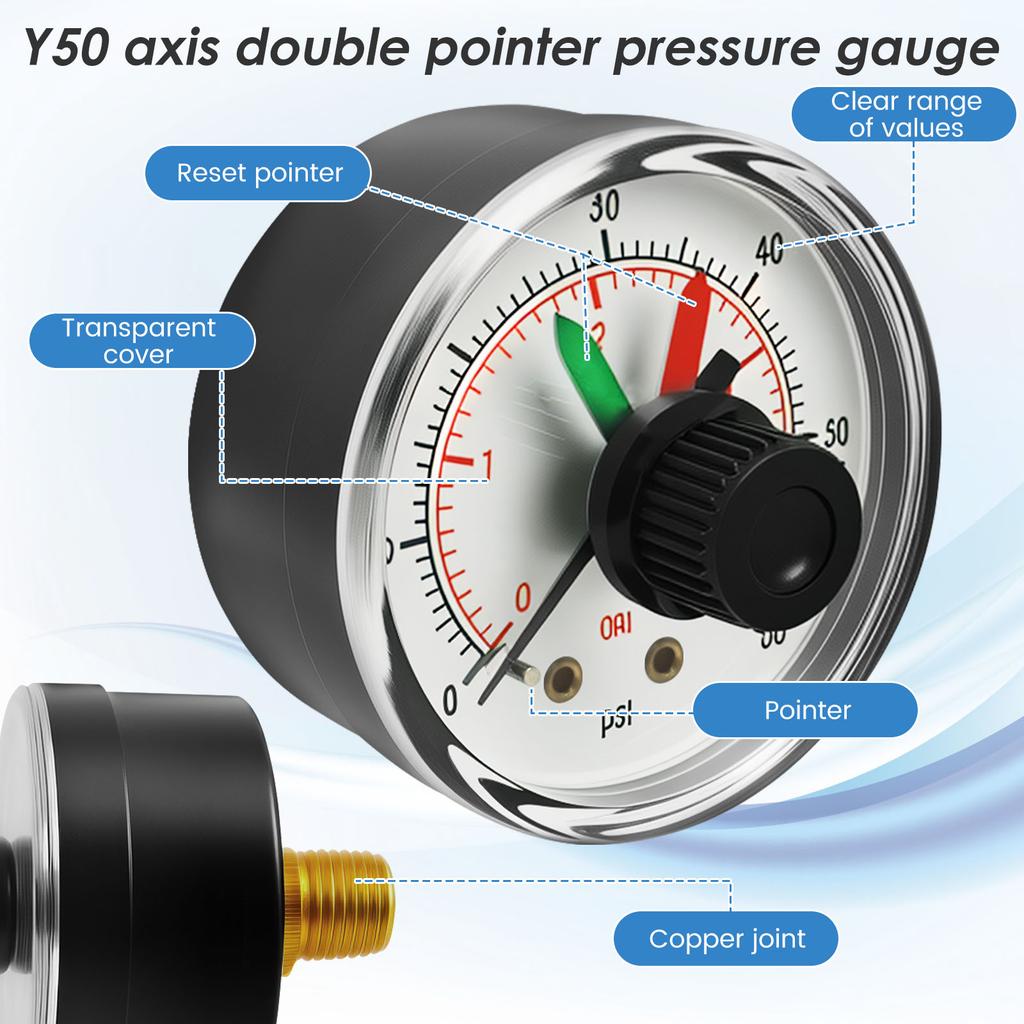 2/4Pcs Pool Filter Pressure Gauge 0 to 60Psi 2inch Dial Accurate Water Pressure Monitoring Gauge Meter Air Compressor Pump Parts
