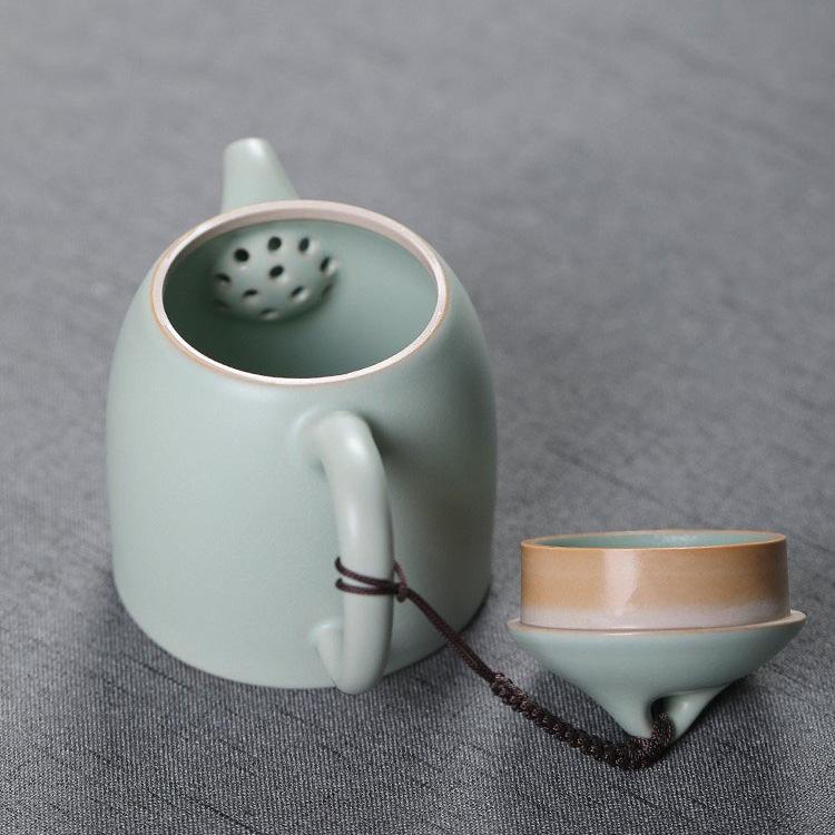Ru Kiln Travel Portable Pack Quik Cup 4 Kung Fu Tea Set Dehua Ceramic Teapot Ru Ci