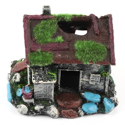 Aquarium Landschaftsbau Harz Fische Versteck Haus Höhle mit Moos für Aquarium Ornament