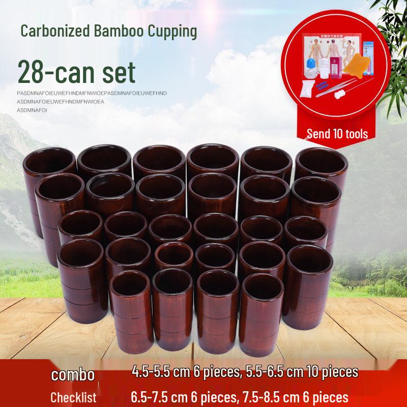 Bamboo Cupping Set: Carbonized Bamboo Charcoal Fire Cupping Jars & Tubes for Household Use