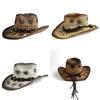 Cowboy Straw Hat With Sun Protection And Breathable Design For Summer Outdoor Activities**